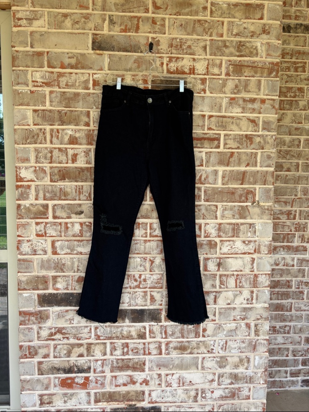 V.I.P. Black Denim Distressed Raw Edge Straight Leg Jeans